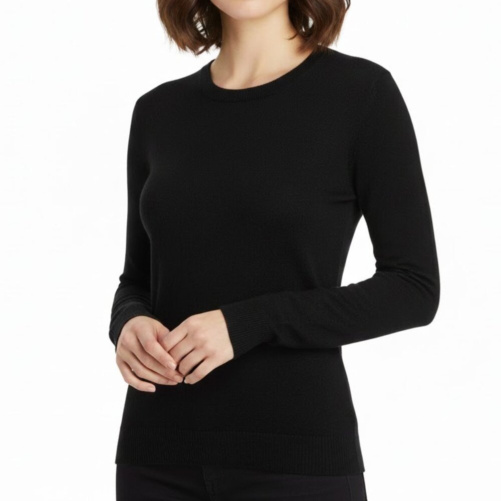 Todd & Duncan Black Cashmere Sweater Scottish Crew Neck Long Sleeve XS